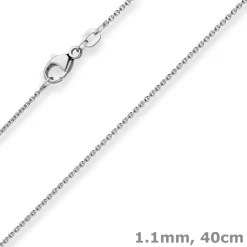 1,1mm Rund-Ankerkette Kette Collier aus 750 Gold Weißgold 40cm mit Zwischenöse