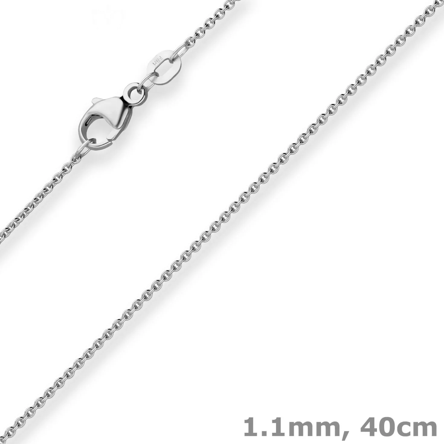 1,1mm Rund-Ankerkette Kette Collier aus 750 Gold Weißgold 40cm mit Zwischenöse