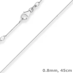 0,8mm Rund-Ankerkette Kette Collier aus 585 Gold Weißgold 45cm mit Zwischenöse