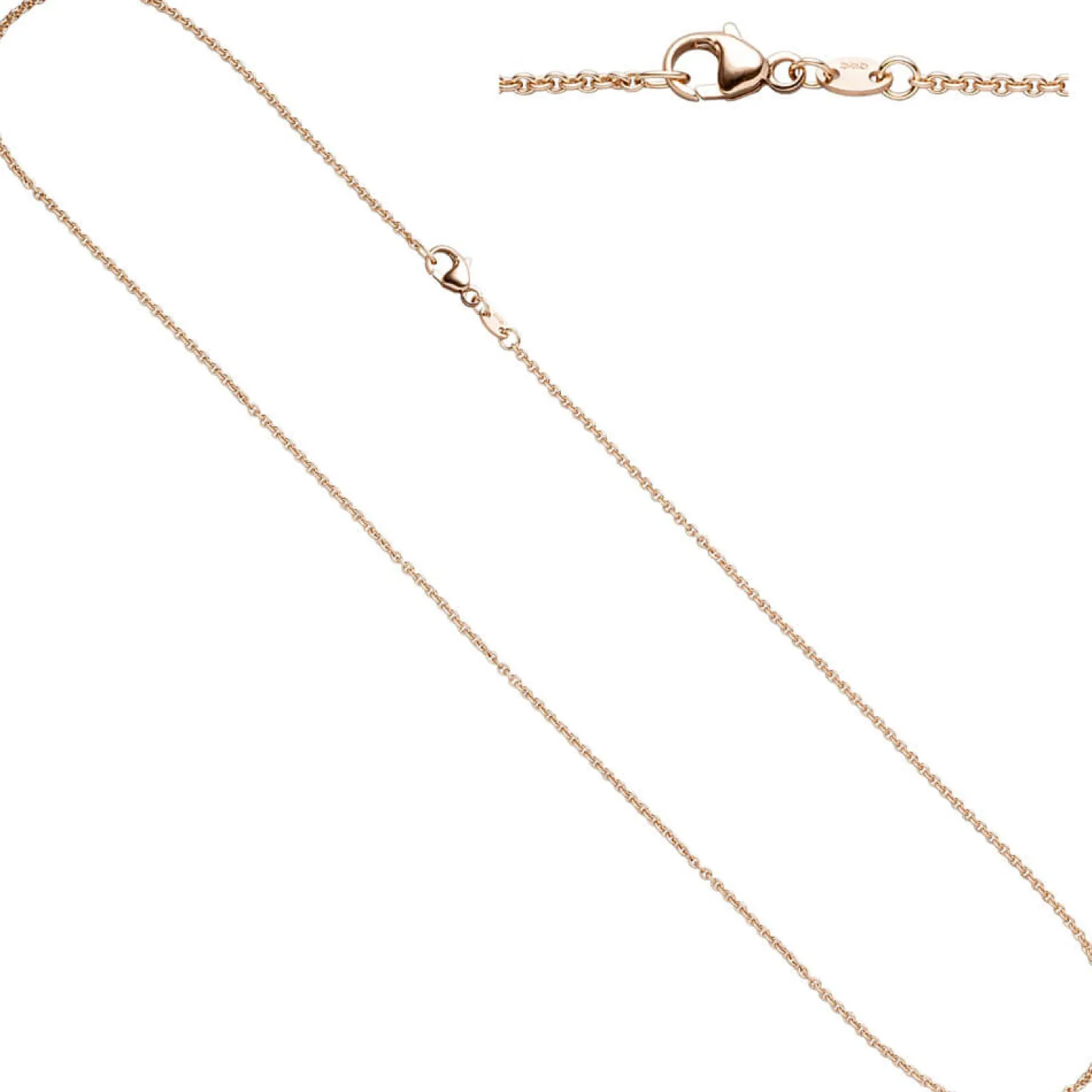 1,5mm Rundankerkette Kette Collier aus 585 Rotgold Gold, Goldkette, 45 cm