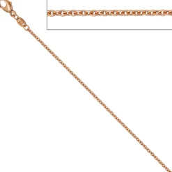 1,5mm Rundankerkette Kette Collier aus 585 Rotgold Gold, Goldkette, 42cm