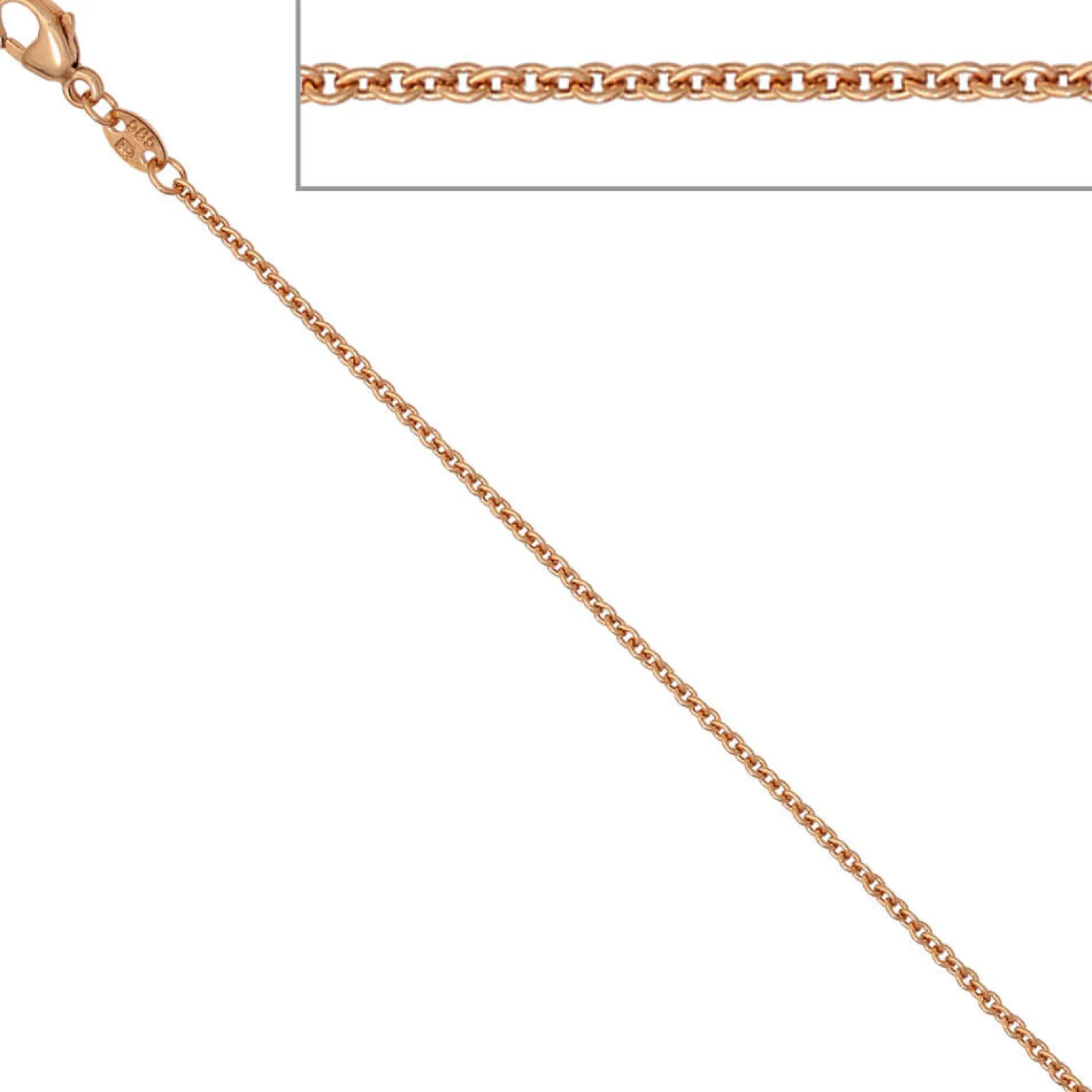 1,5mm Rundankerkette Kette Collier aus 585 Rotgold Gold, Goldkette, 42cm
