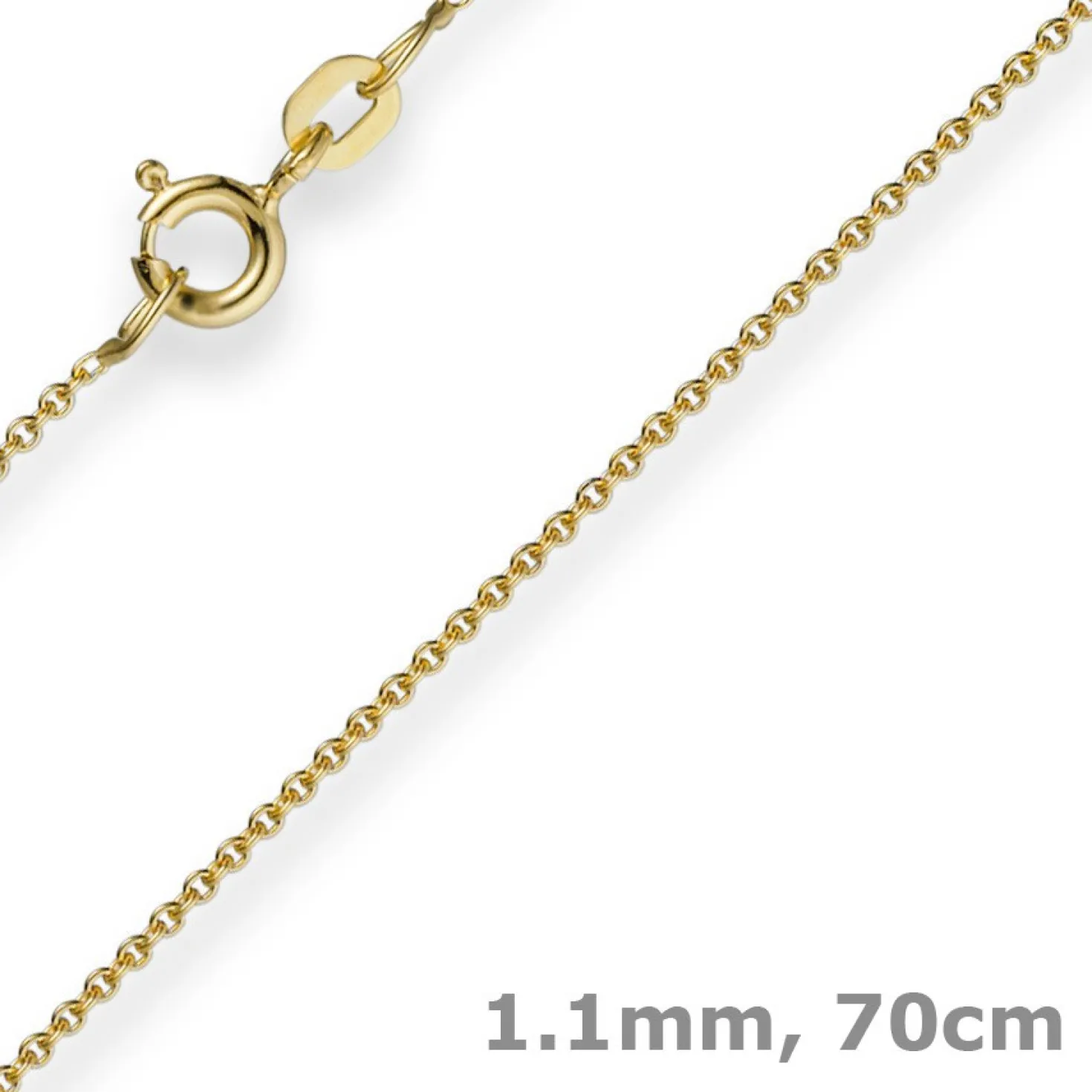 1,1mm Rund-Ankerkette Kette Collier, 585 Gold Gelbgold Goldkette, 70cm