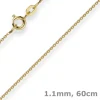 1,1mm Rund-Ankerkette Kette Collier, 585 Gold Gelbgold Goldkette, 60cm
