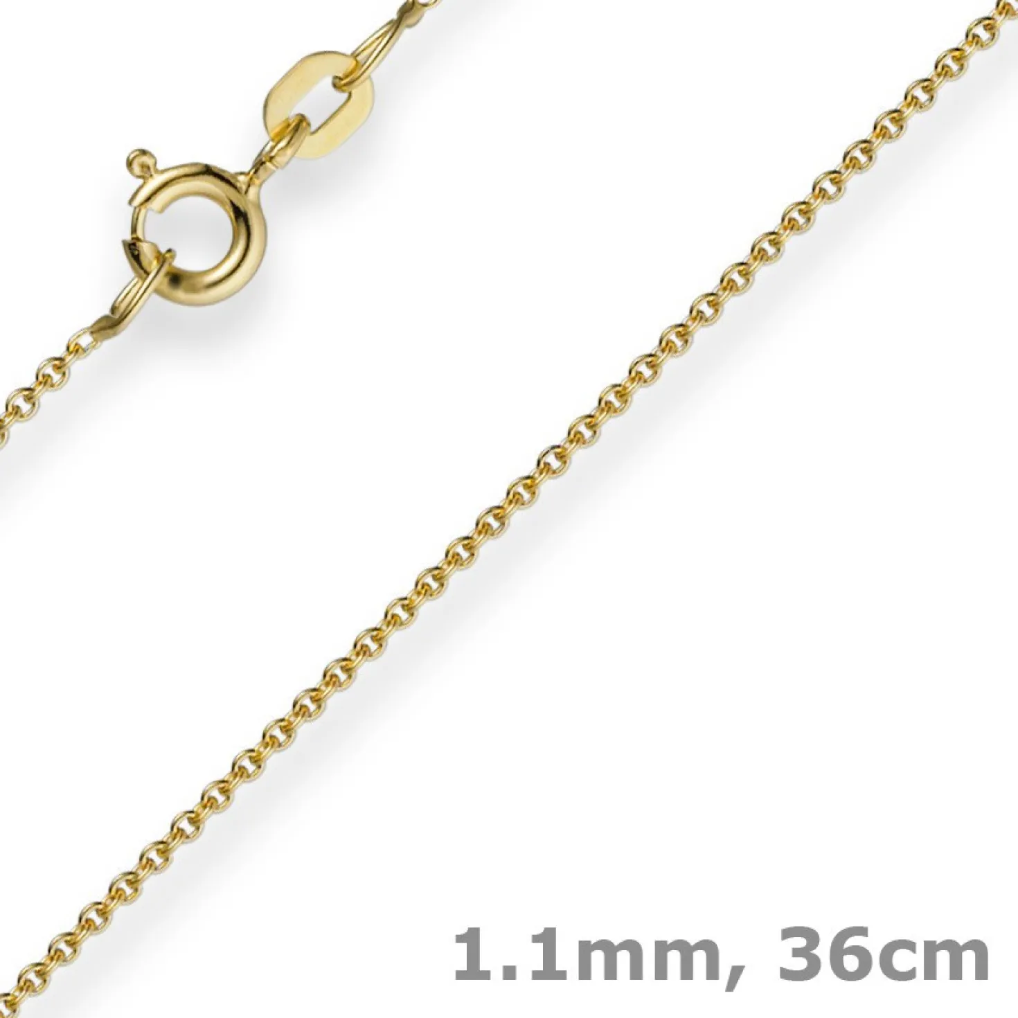 1,1mm Rund-Ankerkette Kette Collier, 585 Gold Gelbgold Goldkette, 36cm