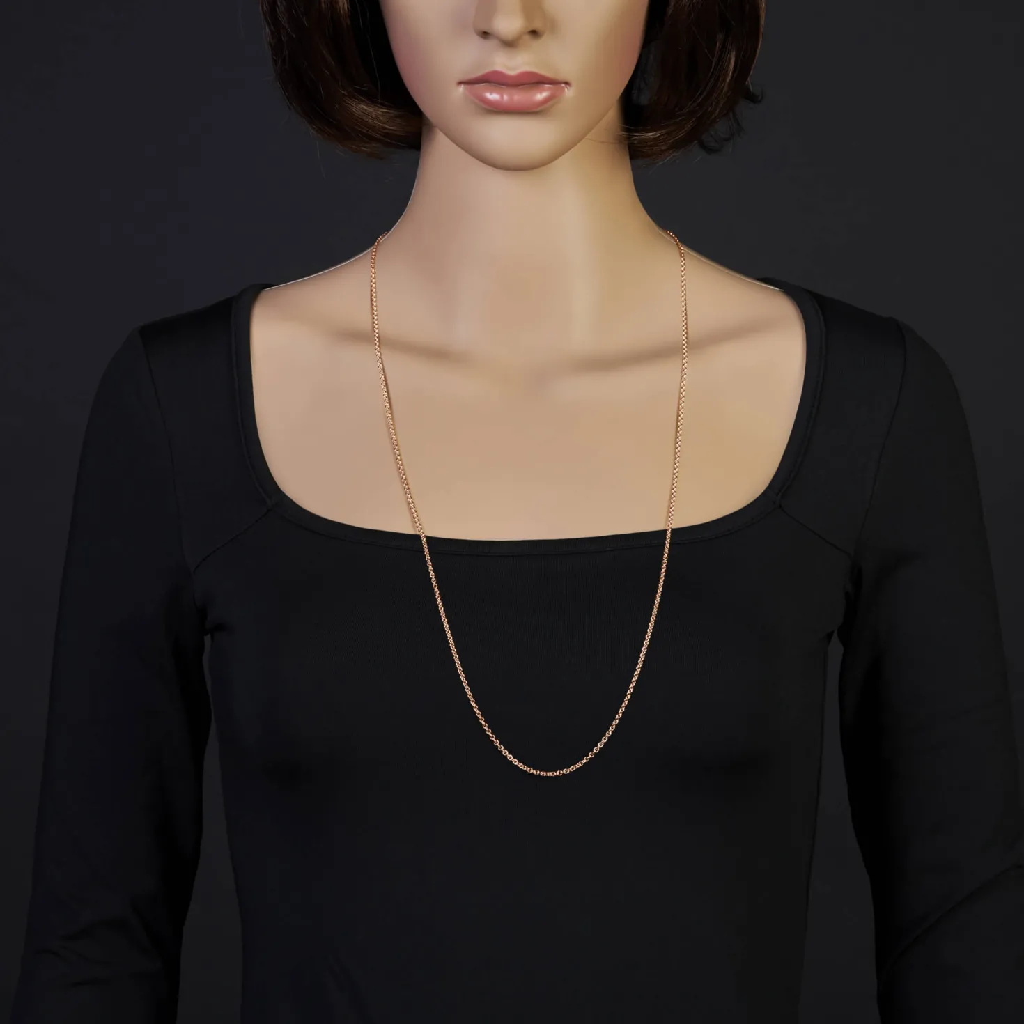 2,3mm Rund-Ankerkette Kette Collier, 585 Gold Rotgold Goldkette, 80cm