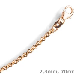 2,3mm Rund-Ankerkette Kette Collier, 750 Gold Rotgold Goldkette, 70cm