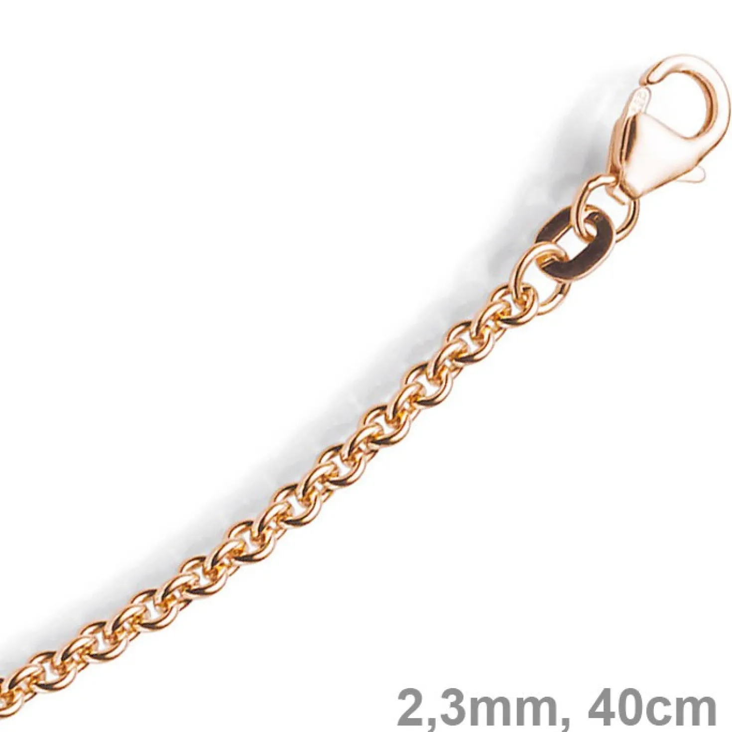 2,3mm Rund-Ankerkette Kette Collier, 585 Gold Rotgold Goldkette, 40cm