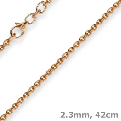 2,3mm Rundankerkette Kette Collier, 750 Gold Rotgold, Goldkette, 42cm