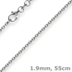 1,9mm Rund-Ankerkette Kette Collier, 585 Gold Weißgold Goldkette, 55cm
