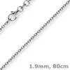 1,9mm Rund-Ankerkette Kette Collier, 585 Gold Weißgold Goldkette, 80cm