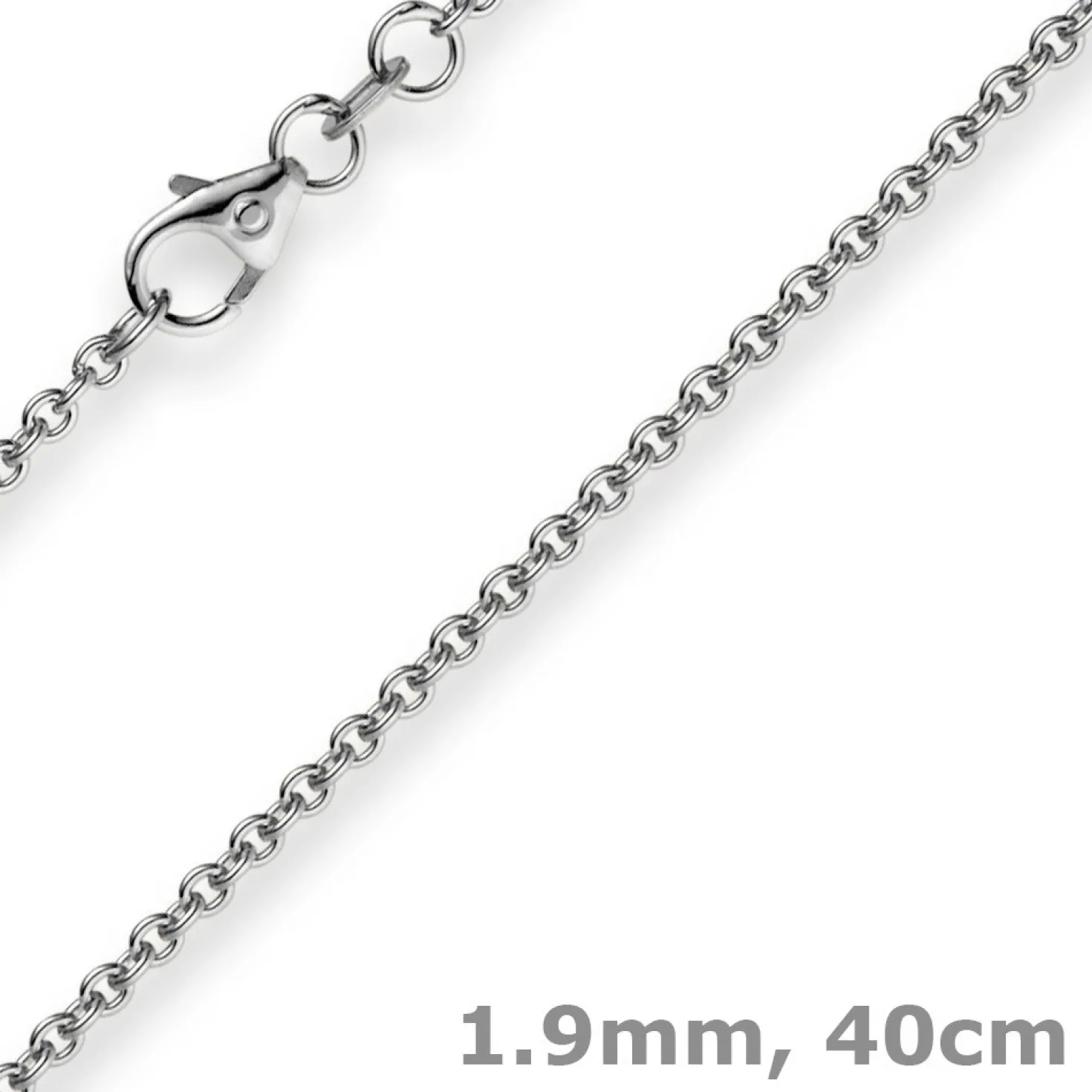 1,9mm Rund-Ankerkette Kette Collier, 585 Gold Weißgold Goldkette, 40cm
