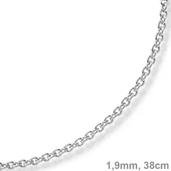 1,9mm Rund-Ankerkette Kette Collier, 585 Gold Weißgold Goldkette, 38cm