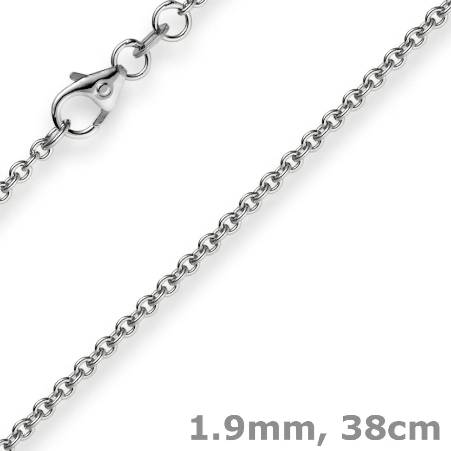 1,9mm Rund-Ankerkette Kette Collier, 585 Gold Weißgold Goldkette, 38cm