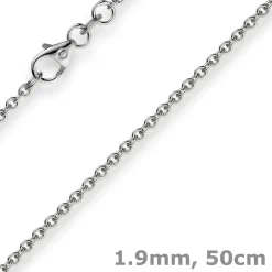 1,9mm Rund-Ankerkette Kette Collier, 585 Gold Weißgold Goldkette, 50cm