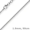 1,9mm Rund-Ankerkette Kette Collier, 585 Gold Weißgold Goldkette, 90cm