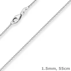 1,5mm Rund-Ankerkette Kette Collier Halskette aus 925 Silber rhodiniert 55cm