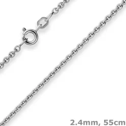 2,4mm Rund-Ankerkette Kette Collier Halskette aus 925 Silber rhodiniert 55cm