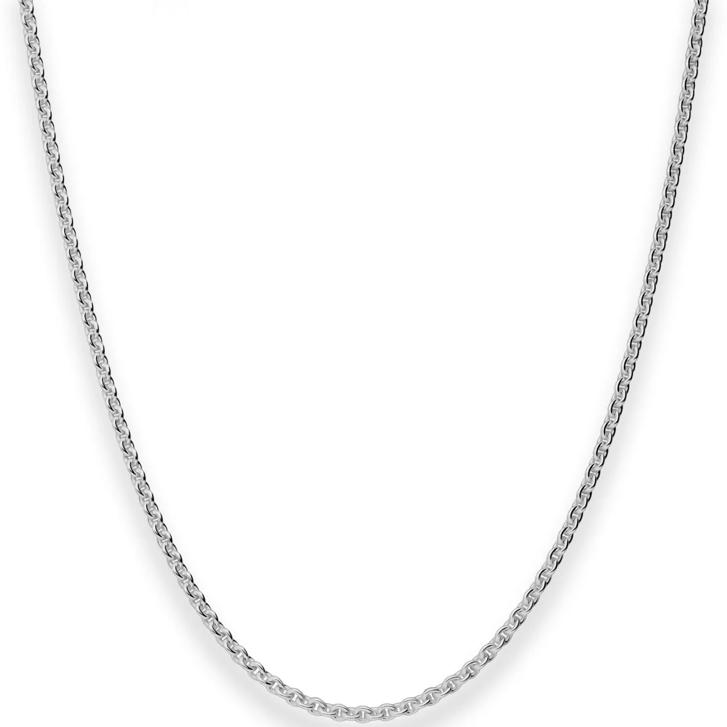 2,4mm Rund-Ankerkette Kette Collier Halskette aus 925 Silber rhodiniert 45cm