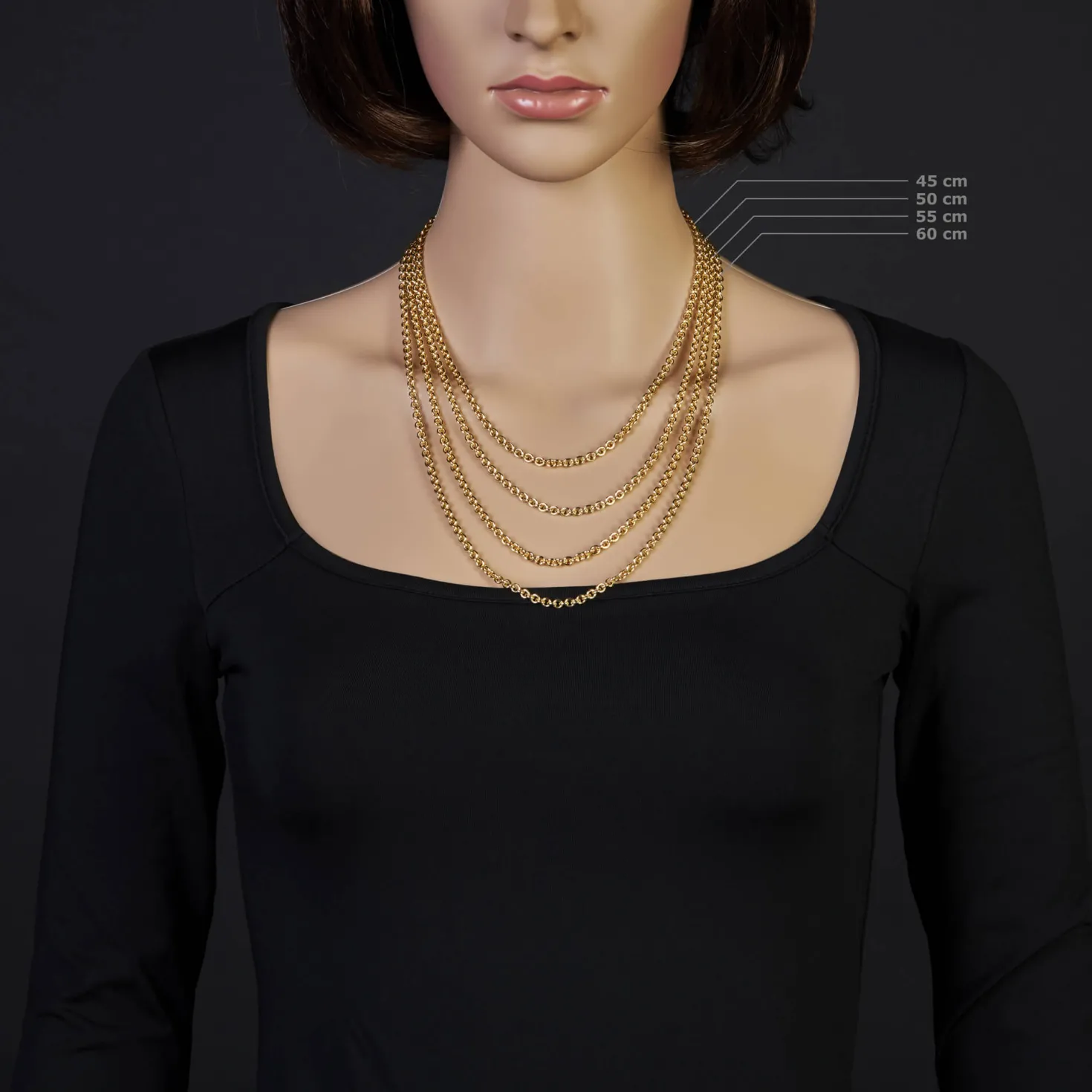 4mm Rund-Ankerkette Kette Collier Halskette 750 Gold Gelbgold 50cm Halsschmuck