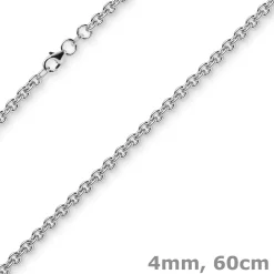 4mm Rund-Ankerkette Kette Collier Halskette 585 Gold Weißgold 60cm Halsschmuck