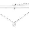 1,1mm Rund-Ankerkette Kette Collier Herz aus 925 Silber rhodiniert 38cm Zirkonia