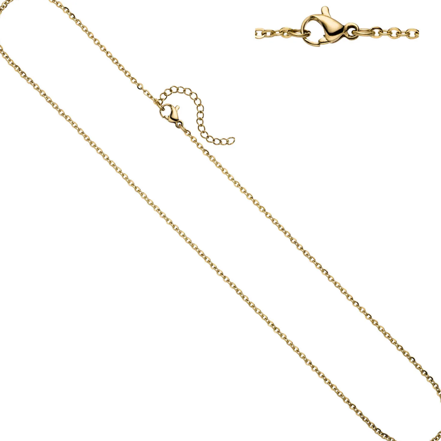 1,9mm Rundankerkette Kette Halskette Collier aus Edelstahl in Goldfarbe 46cm
