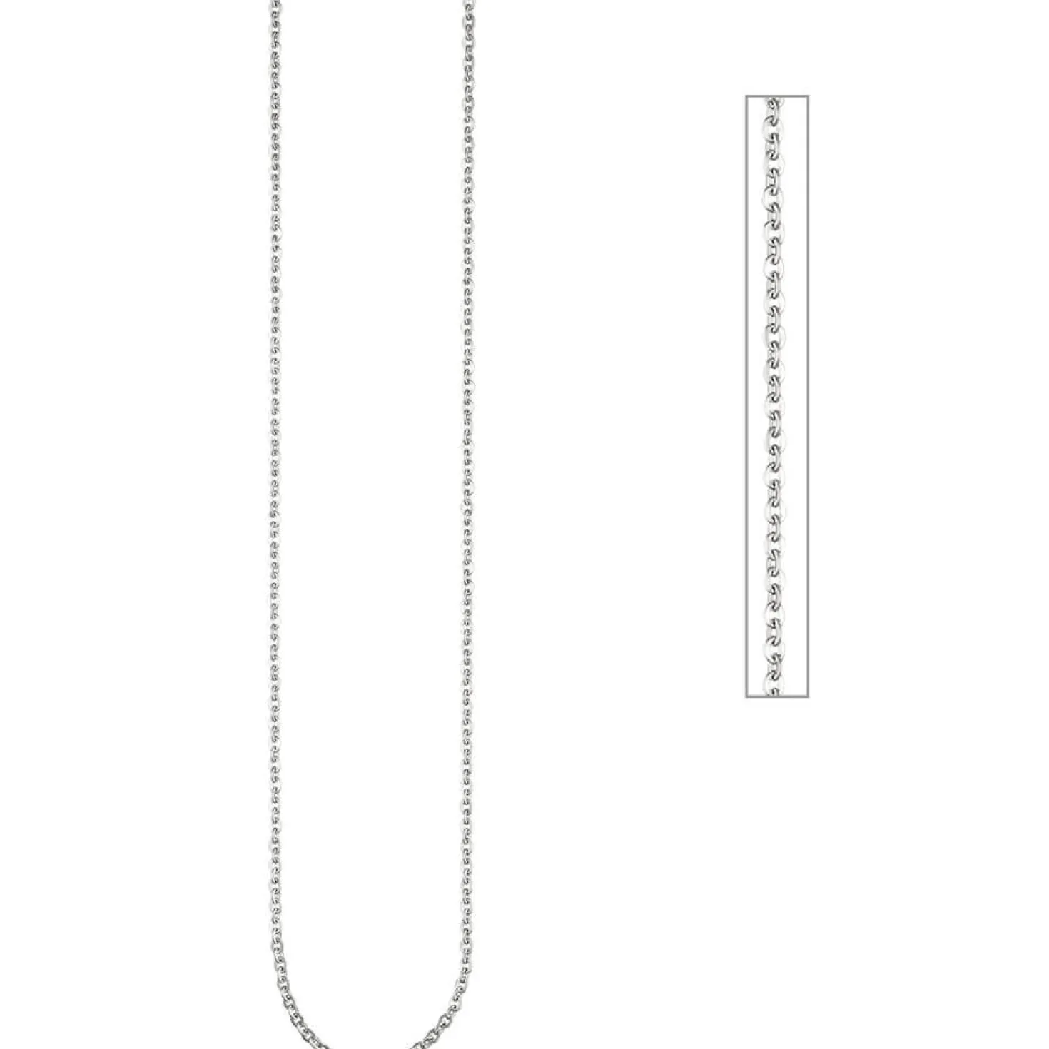 2mm Rundankerkette Kette Halskette Collier aus Edelstahl in Silberfarbe 46cm