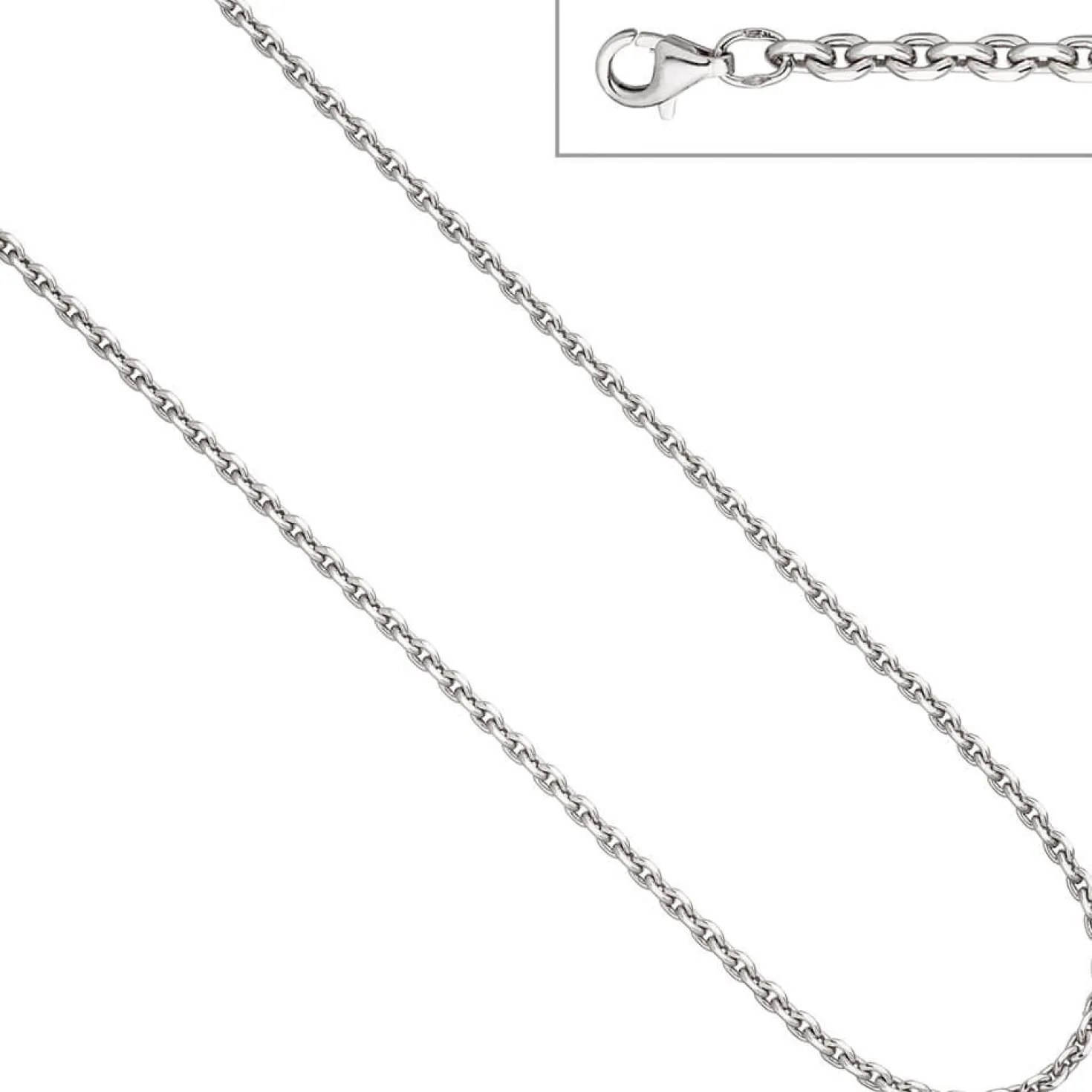 3,4mm Rundankerkette Kette Halskette Collier aus 925 Silber diamantiert, 50cm