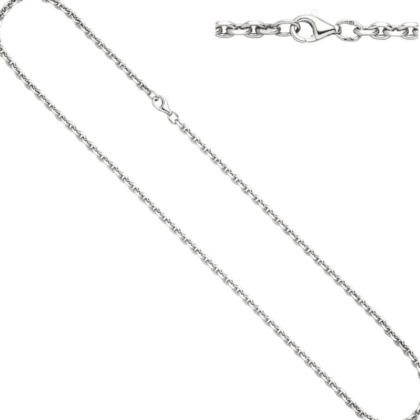 3,4mm Rundankerkette Kette Halskette Collier aus 925 Silber diamantiert, 50cm