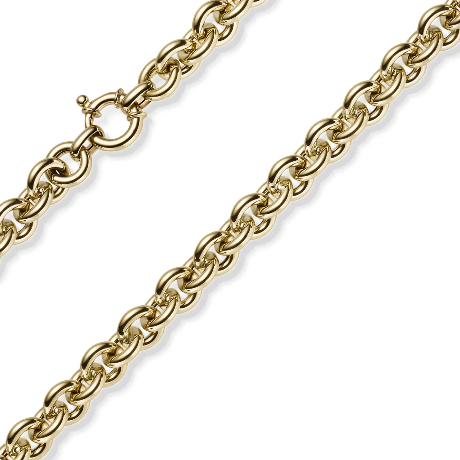 10mm Rund-Ankerkette Ringelkette Halsschmuck Collier aus 585 Gold Gelbgold 50cm