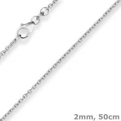 2mm Rund-Ankerkette Silberkette Collier Halskette aus 925 Silber rhodiniert 50cm