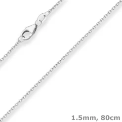 1,5mm Rund-Ankerkette Silberkette Collier Halskette aus 925 Silber 80cm