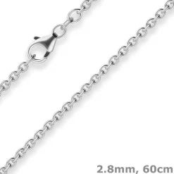 2,8mm Rund-Ankerkette Silberkette Collier Halskette aus 925 Silber 60cm