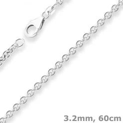 3,2mm Rund-Ankerkette Silberkette Collier Halskette aus 925 Silber 60cm