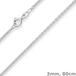 2mm Rund-Ankerkette Silberkette Collier Halskette aus 925 Silber 80cm
