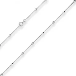 1,3mm Rund-Ankerkette Silberkette Collier Kugel Halskette aus 925 Silber 60cm