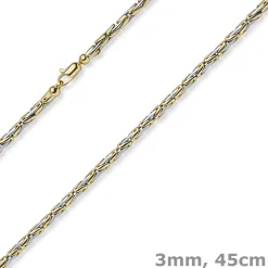 3mm runde Königskette Halskette Kette aus 585 Gold gelb/weiß bicolor 45cm