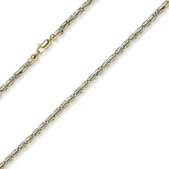 3mm runde Königskette Halskette Kette aus 585 Gold gelb/weiß bicolor 50cm
