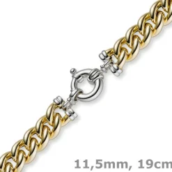 11,5mm Rundpanzer Armband Armkette 585 Gold Gelbgold & Weißgold, 19cm