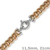 11,5mm Rundpanzer Armband Armkette 585 Gold Rotgold & Weißgold, 21cm
