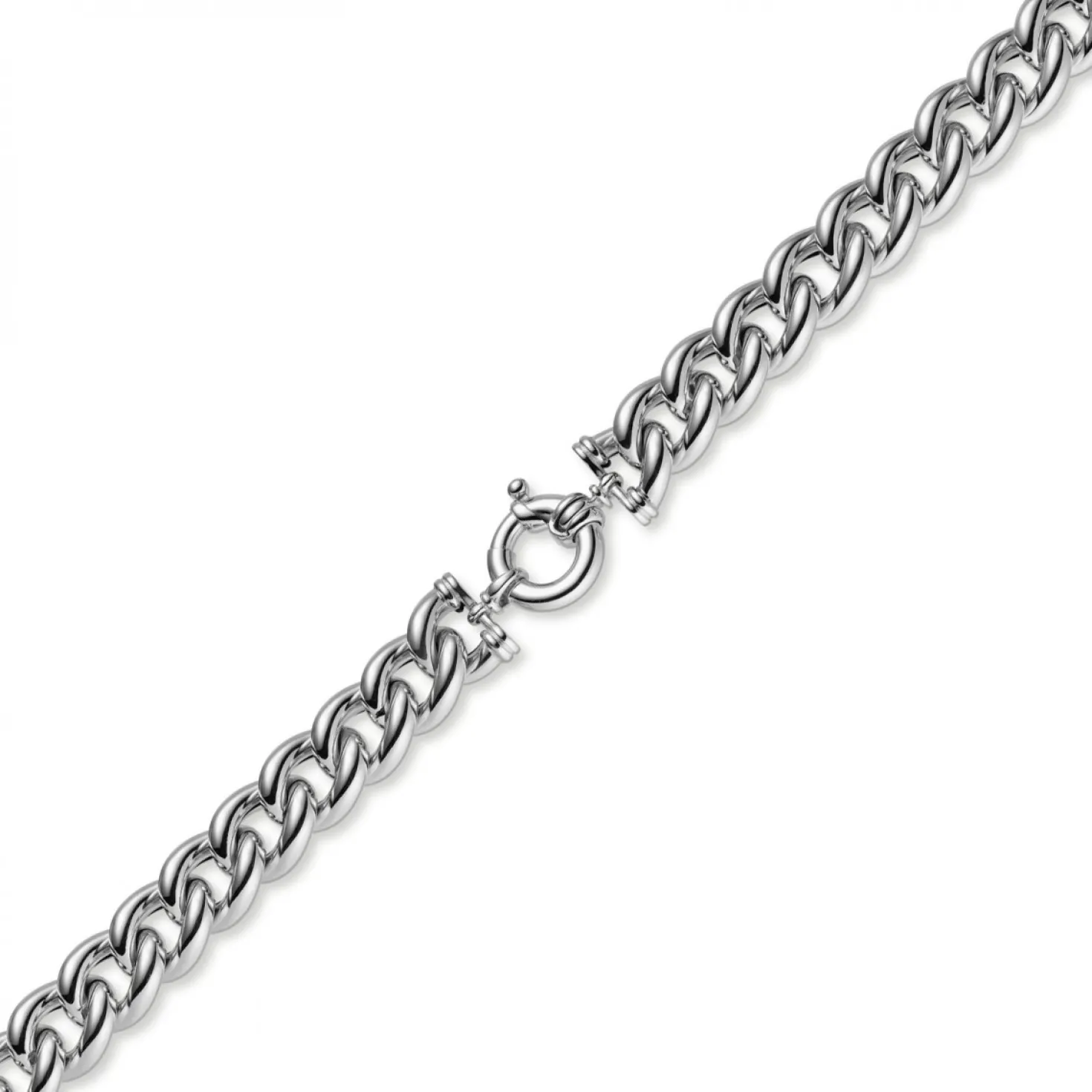 15mm Rundpanzer Kette Collier Halsschmuck aus 585 Gold Weißgold, 50cm