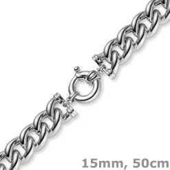 15mm Rundpanzer Kette Collier Halsschmuck aus 585 Gold Weißgold, 50cm