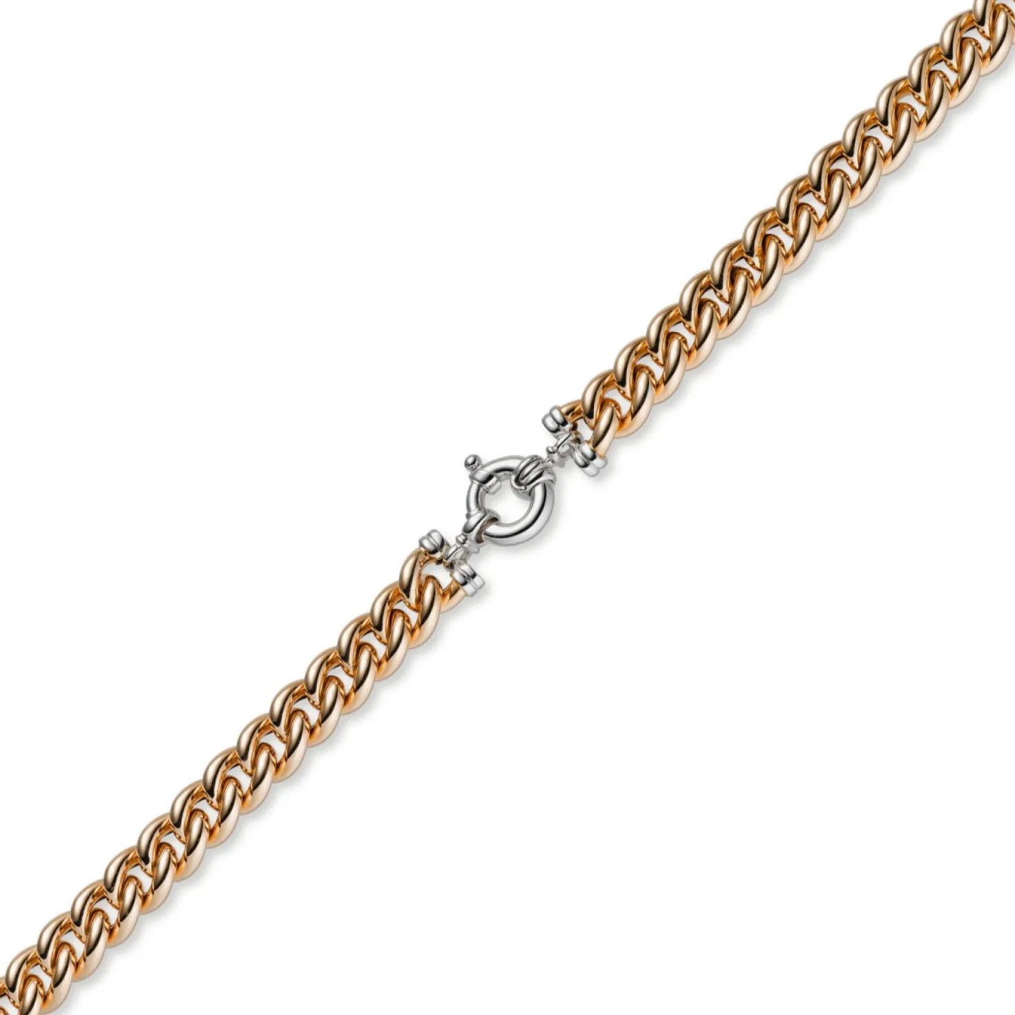 11,5mm Rundpanzer Kette Collier Halsschmuck 585 Gold Rotgold & Weißgold, 50cm