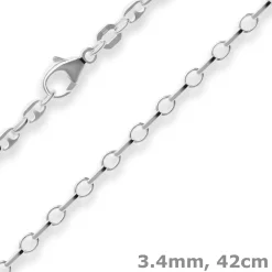 3,4mm Schiffsankerkette Silberkette Collier Halskette aus 925 Silber 42cm