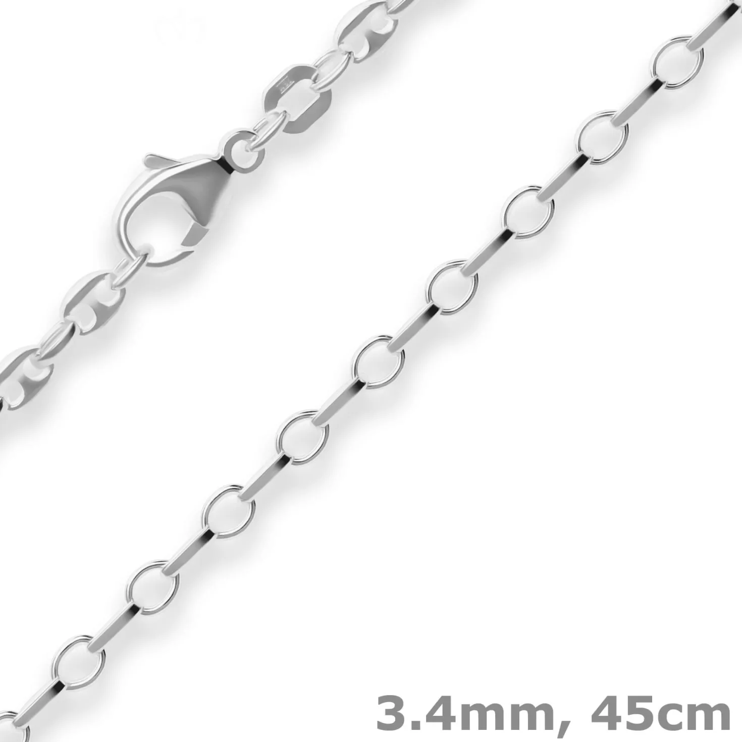 3,4mm Schiffsankerkette Silberkette Collier Halskette aus 925 Silber 45cm