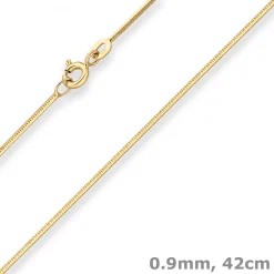 0,9mm Schlangenkette diamantiert Collier Halskette aus 585 Gold Gelbgold 42cm
