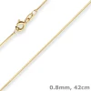 0,8mm Schlangenkette diamantiert Collier Halskette aus 585 Gold Gelbgold 42cm