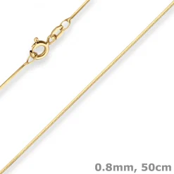 0,8mm Schlangenkette diamantiert Collier Halskette aus 375 Gold Gelbgold 50cm