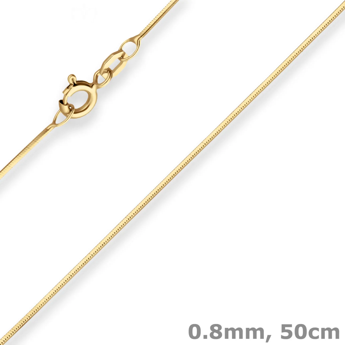 0,8mm Schlangenkette diamantiert Collier Halskette aus 375 Gold Gelbgold 50cm